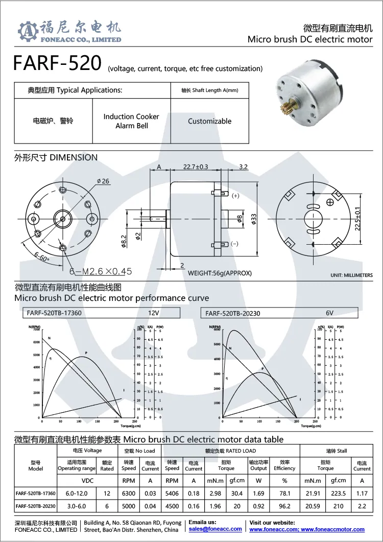 RF-520 33 mm micro escova dc motor elétrico.webp