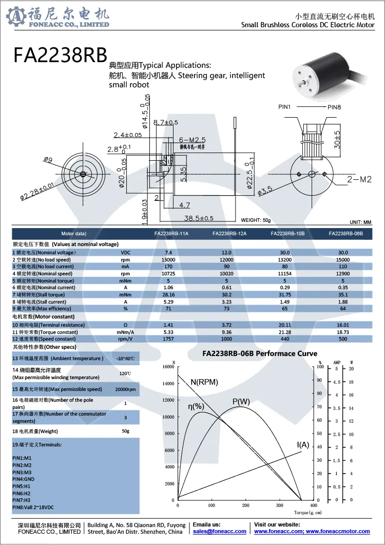 2238rb 22 mm micro motor elétrico brushless dc sem núcleo.webp